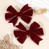 2PCS Velvet Bow Girls Hair Clip Sweet Retro Red Green Bow Hair Clip Handmade Hair Clip Headwear Children's Hair Accessories