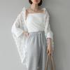 Koreaanse Mode Zomer Lente Dames Cardigan Turn-Down Kraag Wit Zwart Oversized Kant Blouse Delicaat Elegant Dames Dun Bovenkleding