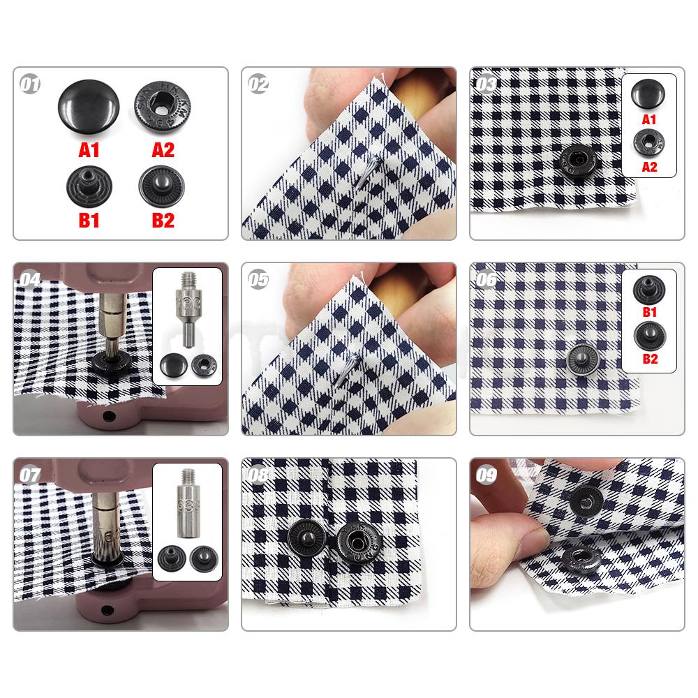 Druckknöpfe Set Metall Druckknöpfe mit Befestigung Druckknopf Montagezange Für Lederhandwerk Kleidung Bekleidung Jeans Taschen Schuhe