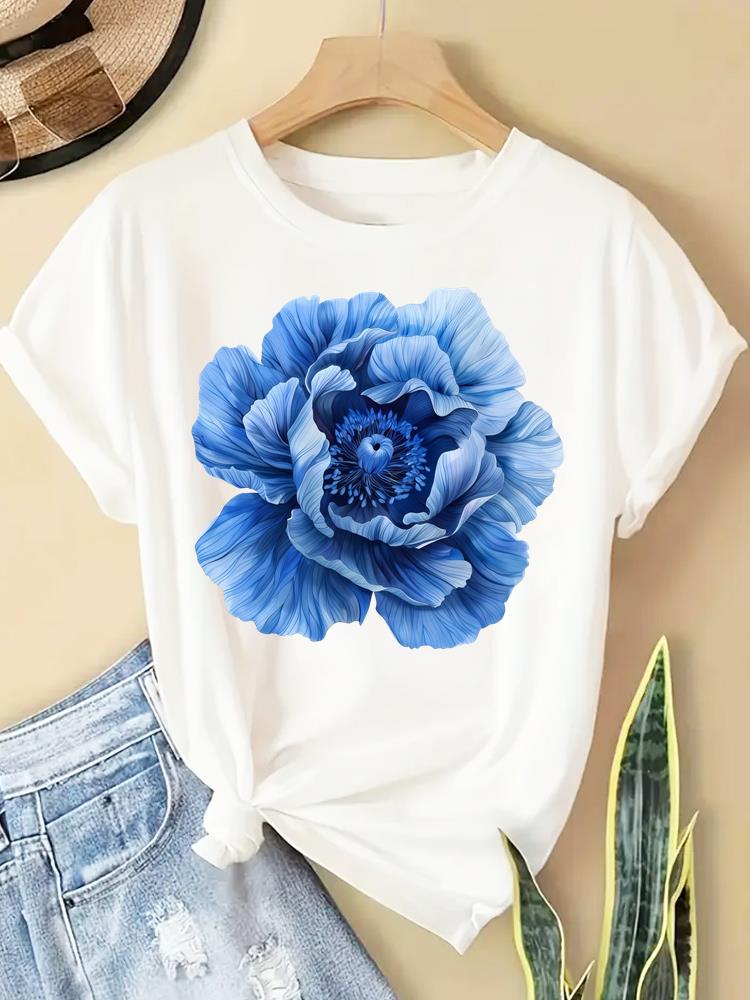 (Asian Size) trend watercolor letter Printed Clothing Casual T Shirt  Lady Female Top Fashion Graphic Short Sleeve T-shirts Women Tee