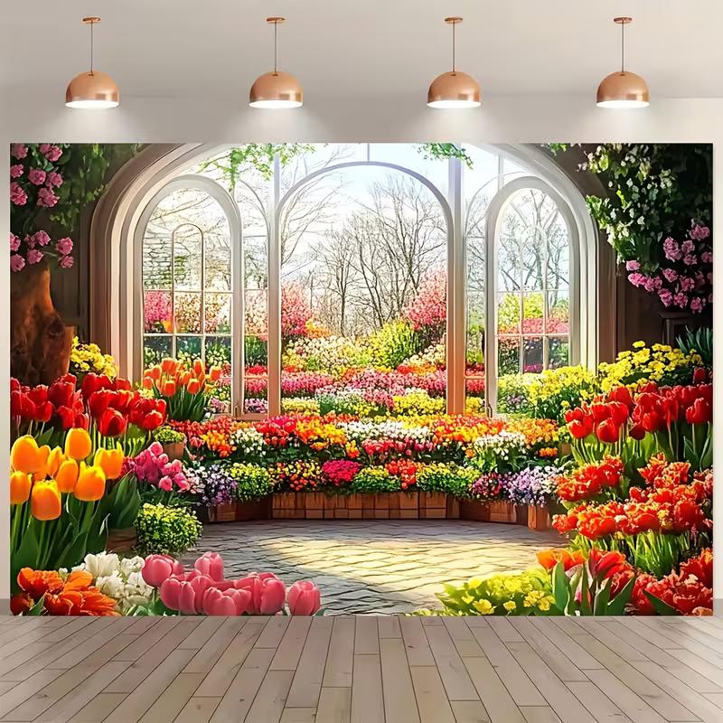 2D Colorful Flower Conservatory Background for Wedding Photoshoot