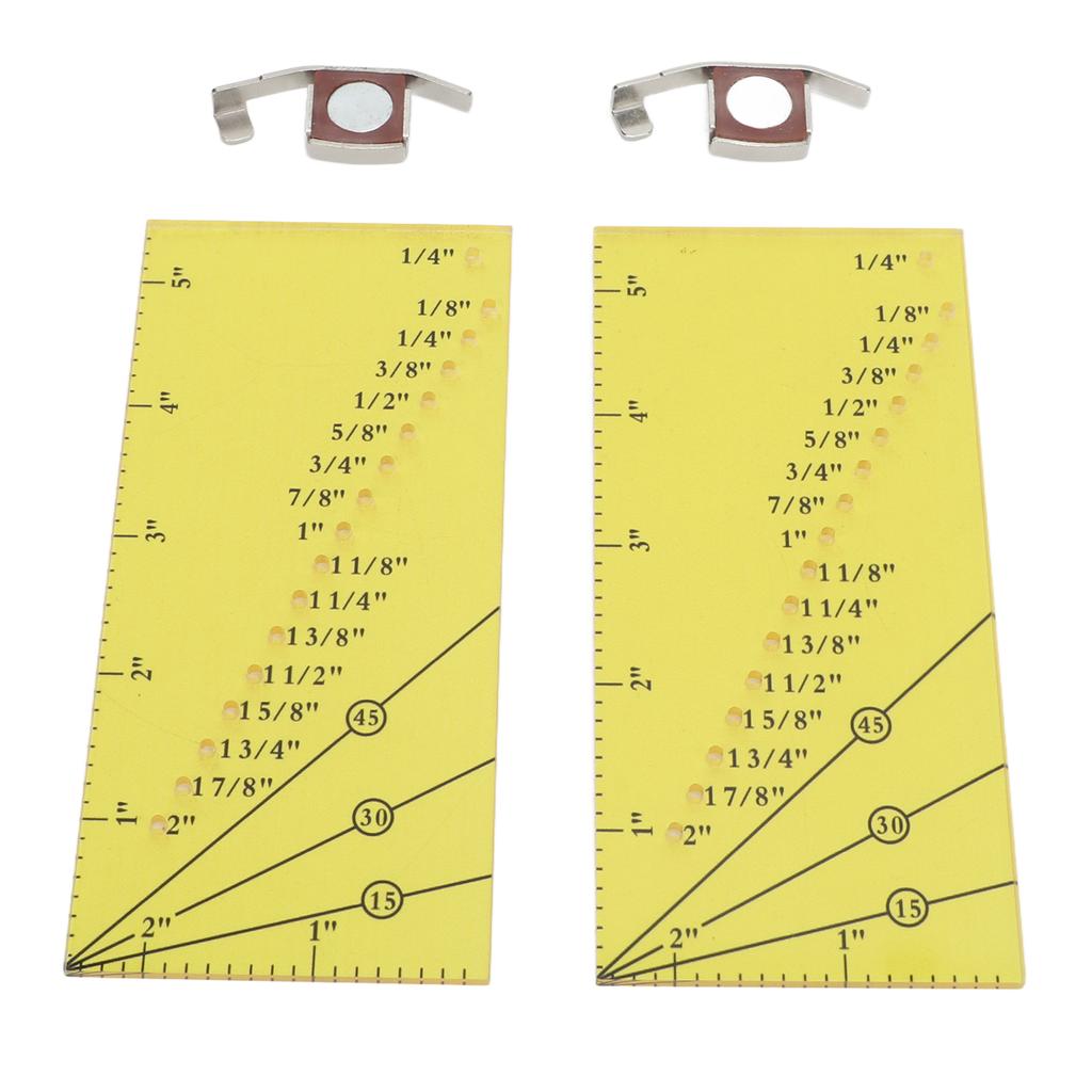 2set Seam Guide Ruler Strong Magnetic Stainless Steel Transparent Acrylic Yellow Ruler Positioning