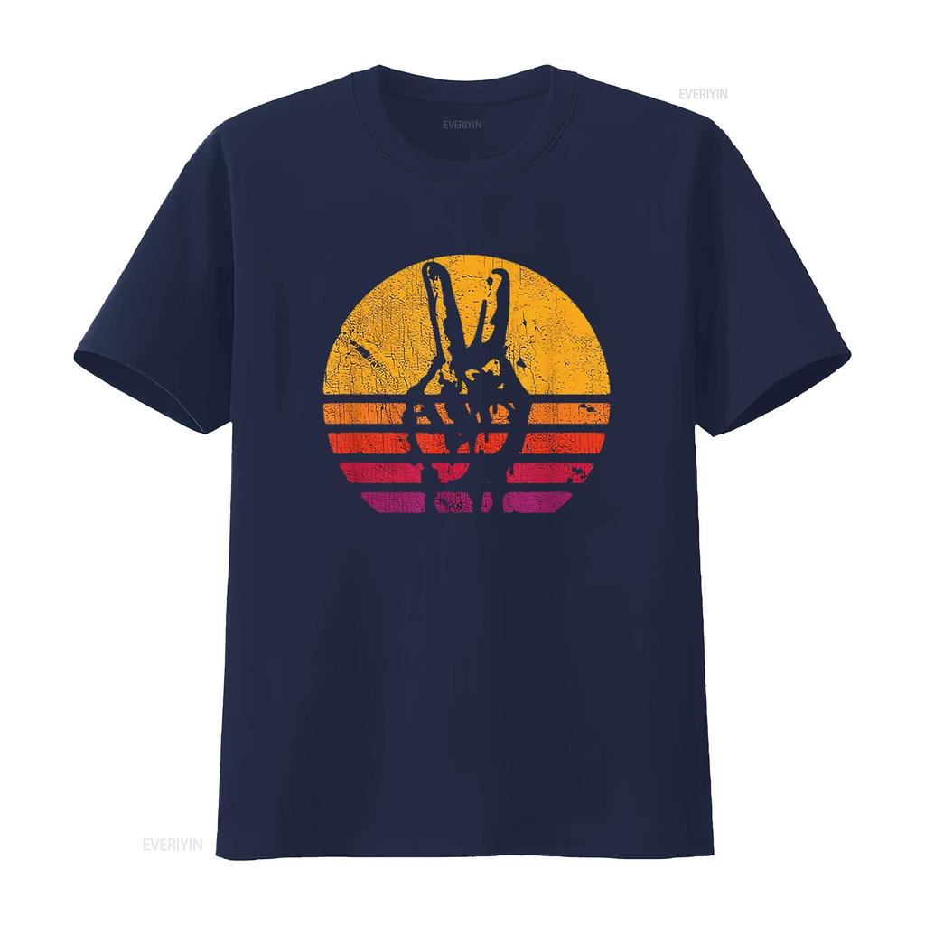 Womens Retro Peace T Shirt Love 60 S 70 Hippie Inspired Vintage Washed Breathable Top For Everyday Wear Stretched Slightly