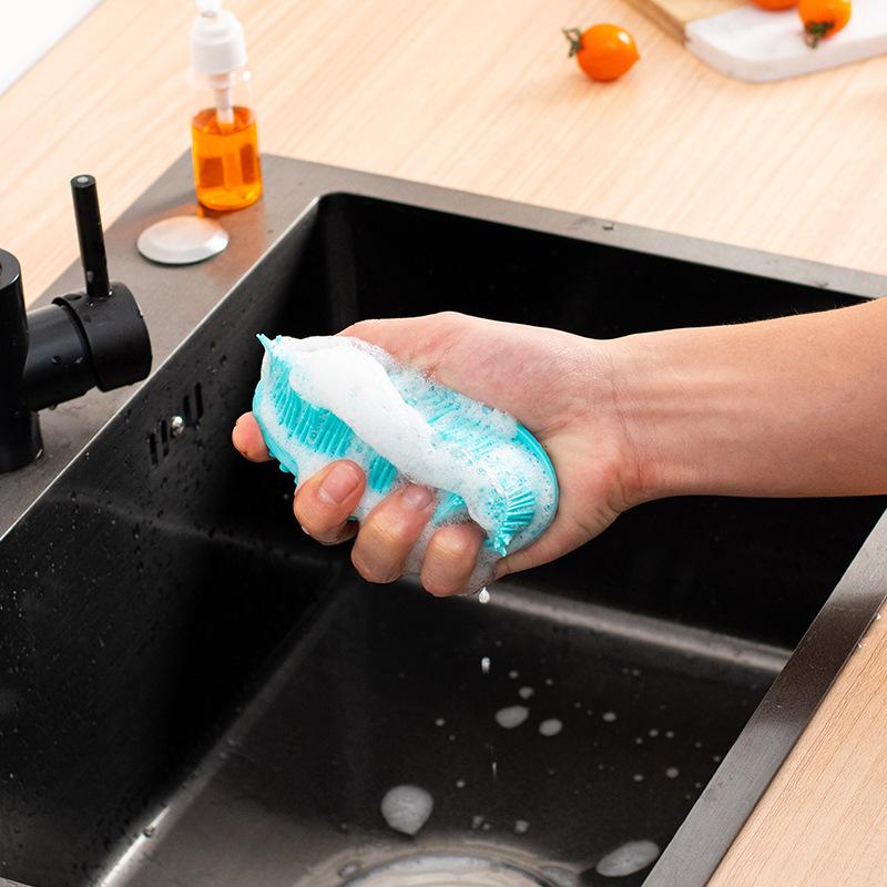 Silicone double-sided shower brush dishwashing brush cleaning brush tableware brush kitchen supplies