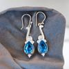 Natural Swiss Blue Topaz Gemstone 925 Sterling Silver Handmade Jewelry Earrings EE-37-8