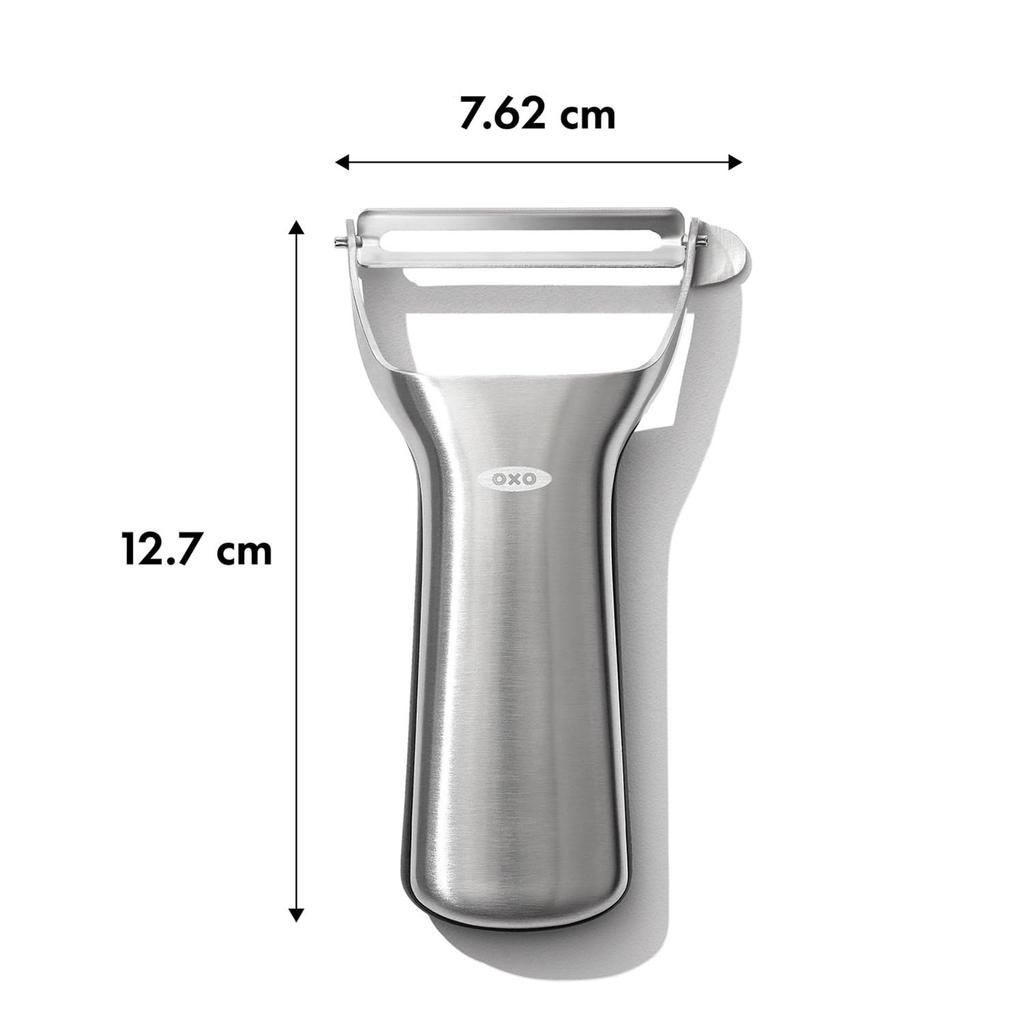 OXO Slicer with Smooth Brushed Stainless Included Sprout Easy to Peel with Light Stainless Steel Dishwasher Safe Y-Shaped Peeler/Vegetable Beautiful,