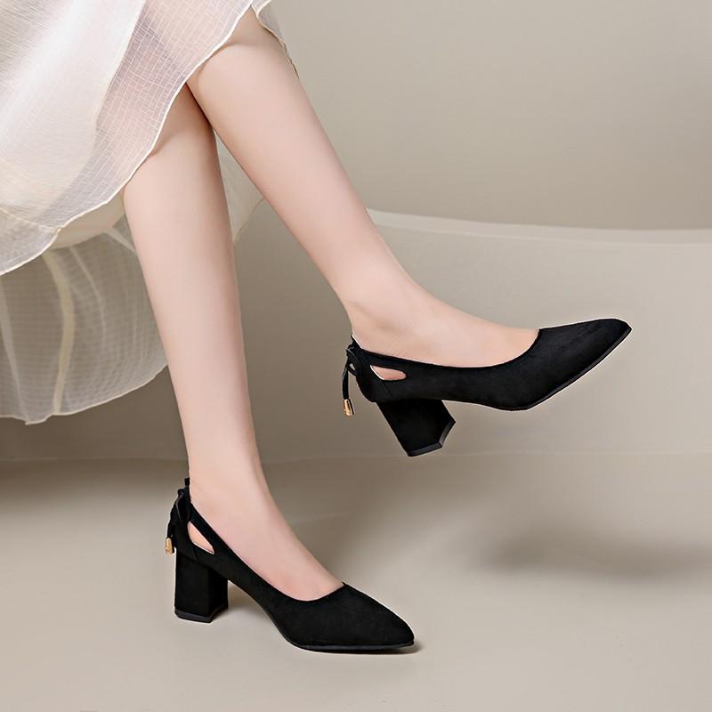 High Heels Shoes Woman Chunky Pointed Toe Heels Casual Wedding Party Trend Elegant Comfortable Cheap Clearance