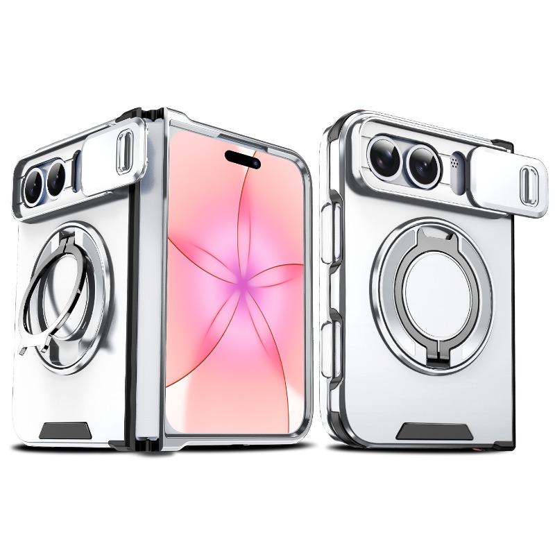 Apple Phone Case with Bracket, Lens Push Window, Suitable for IPhone Duo Folding Phone Protective Case