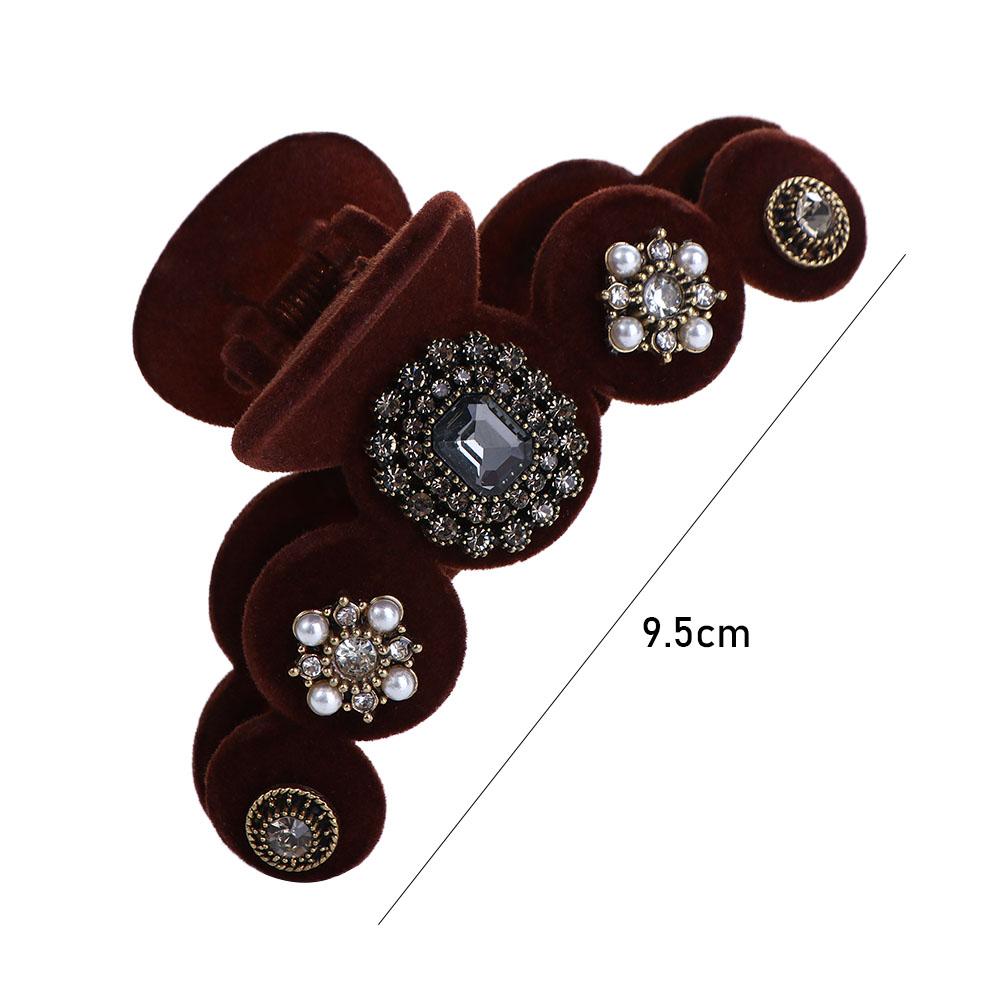 Autumn For Girls Winter Velvet Pearl Baroque Hairgrip Korean Ponytail Holder Women Hair Claws Crystal Shark Clip