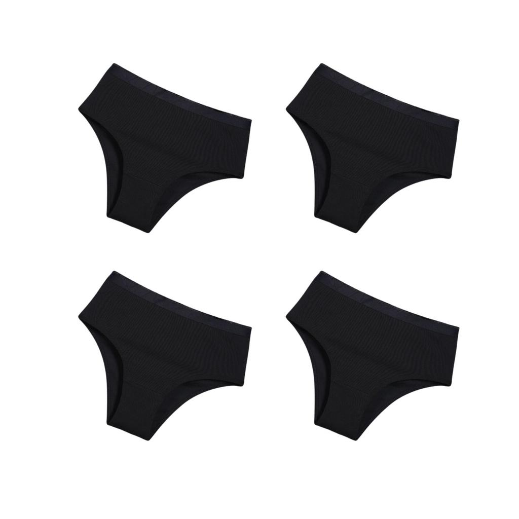 4Pcs/Set Cotton Underwear for Women High Rise Panties Soild Colour Stretch Briefs Ladies Half Cover Briefs Soft Sexy Lingerie