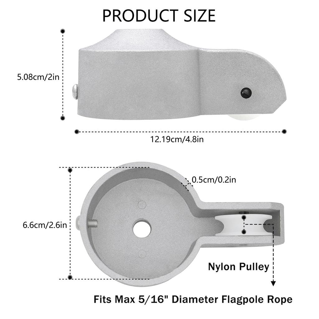 Flag Poles Outdoor Large Flag Pole Chess Hat Metal Pulley Truck Replacement Tool for 2-2.6inch Diameter Poles Outdoor