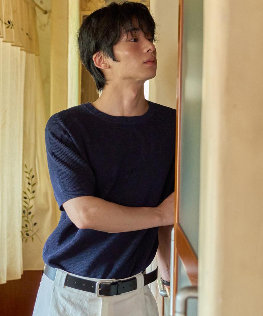 Wednesday Oasis Washable Airy Raglan Half Knit_Navy(Wc26Kn48)