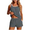Women Solid Color Quick Dry High Elastic Slimming Split Tankini Swimsuit