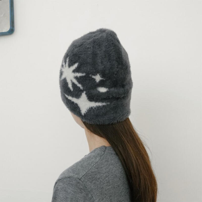 Women's Star Pattern Grunge Men's Fur Beanie Hat