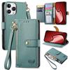 Portafoglio con Laccetto da Polso e Porta Carte, Laccetto a Tracolla, Supporto Integrato, Custodia per Telefono per iPhone 16 15 14 13 12 11 Pro Max Plus Cover