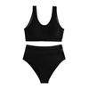Sexy de Moda Malla Costura Color Sólido Chaleco Bikini de Baño Dividido para Mujer