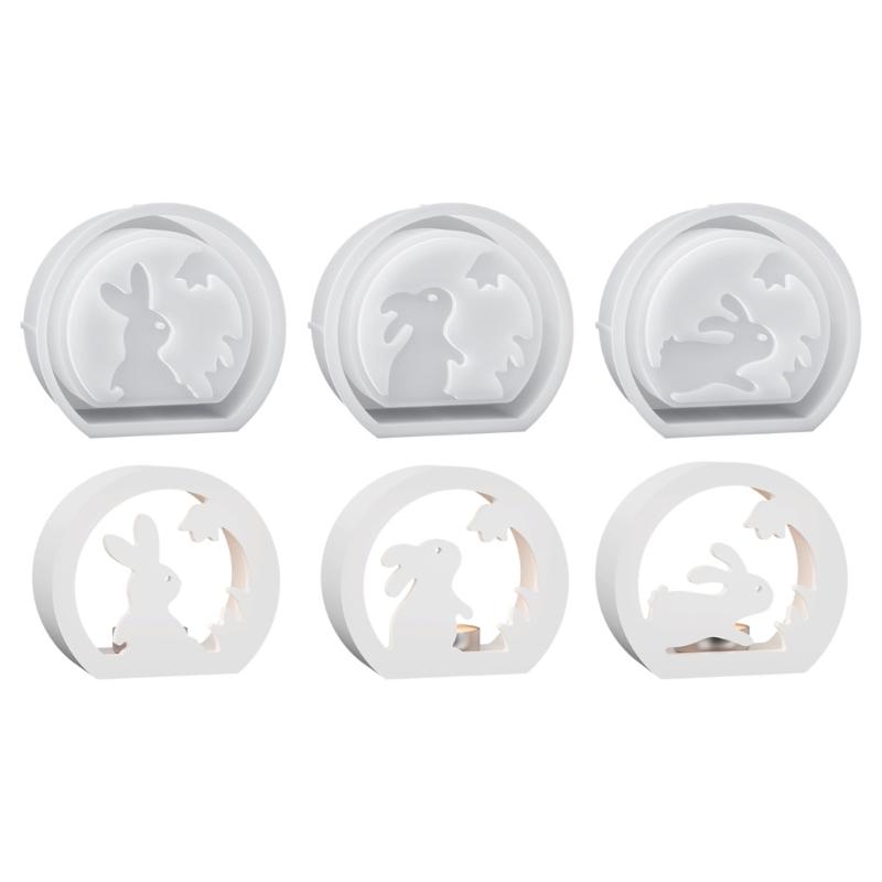 Premium DIY Mold for Making Hollow Easter Rabbit Candle Holders Silicone Casting Moulds Festive Craft Decorations