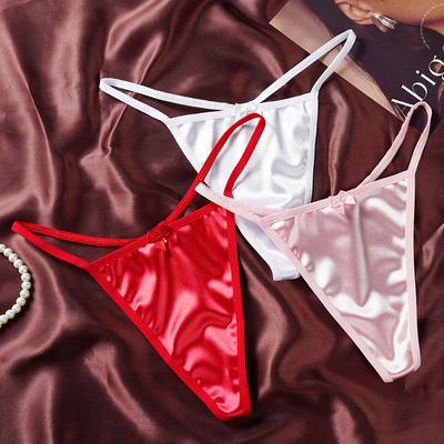 Seksualūs vientisi apatiniai žemo liemens vienos siūlės g-string moteriški satininiai g-string grynos medvilnės klynas T-back M-2XL