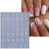 3pcs Valentine's Day Nail Art Stickers 3D Black White Pink Lines Love Nail Decals DIY Adhesive Slider Manicure Decorations