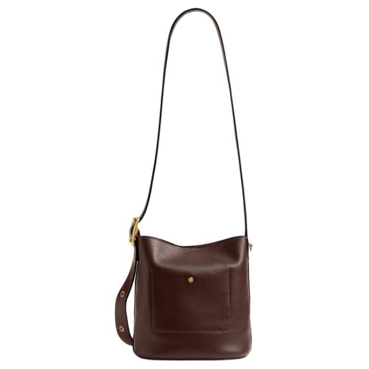 Coach Bleecker 21 Logo-geprägtes Leder-Eimerbeutel Damen-Taschen Ahorn-Braun CCX07-B4MPL