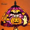 Interior Gothic Lighting Halloween Pumpkin Bat Table Lamp, Stained Glass Reading Light, Night Light Cozy Nightstand for Bedroom Bookshelf, Seasonal