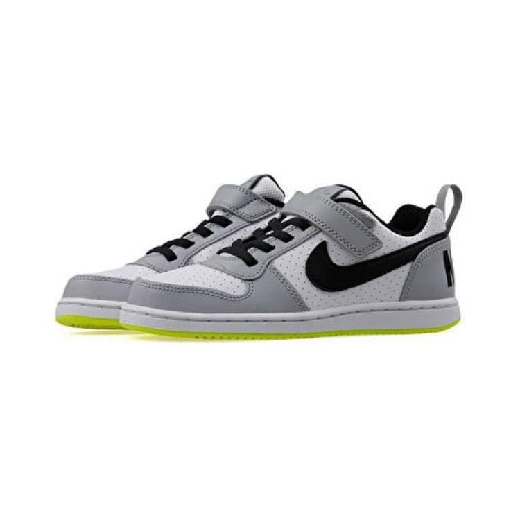 Nike Court Borough Abrasion Resistant Low top Skateboard Shoes Gray Yellow Green Kids' (Unisex) Kids' Skateboarding Shoes 870025 104