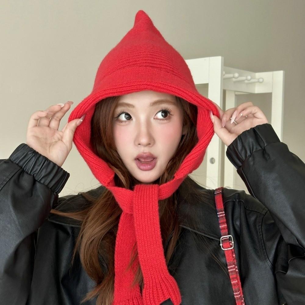 Soft Balaclava Cap Korean Style Knitted Beanies Hats Vintage Scarf Hat  Outdoor