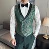 Spring Men's (suit + Vest + Trousers) British Style Business Casual Three-piece High-density Jacquard Wedding Dress