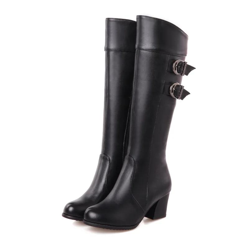 Fashion New Women's Boots Coarse Heel Platform Knight Boots Casual High Heel Medium Tube 52 Large Thickened Women's Boots