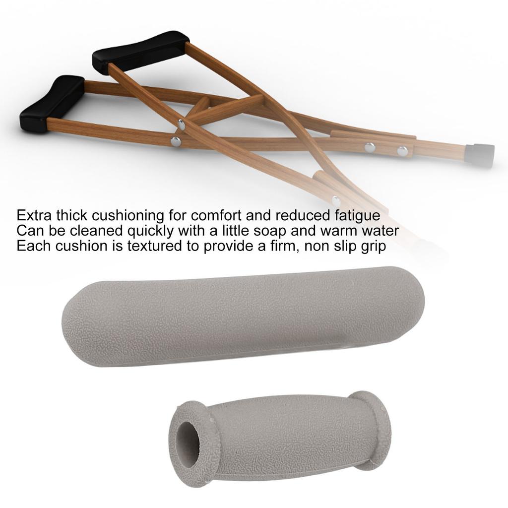 4pcs Extra Thick Cushioned Anti Slip TPU Crutches Replacement Pad for Armpits Hand Grips for Standard Aluminum Crutches