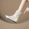 Krazing Pot Cow Split Leather Round Toe Size 43 Increaseing Summer Boots Fashion Hollow Decorations Buckle Summer Boots