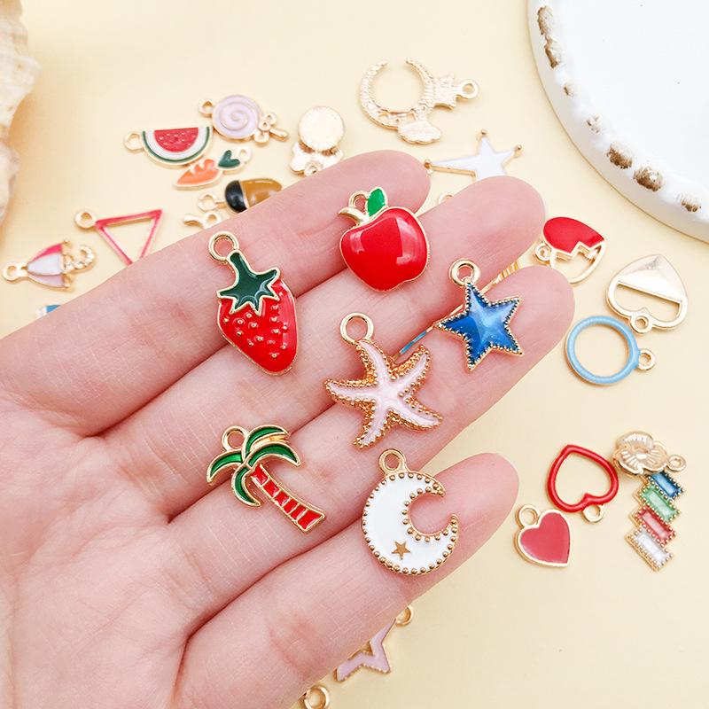 Summer Charm Drip Oil Earrings & Necklace Set - Cute Student Style Dangle Pendant Accessories