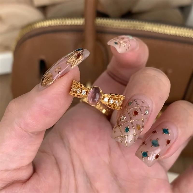 Anello in pietra preziosa hot-selling dal vivo design femminile anello dito indice anello aperto