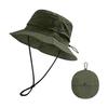Bucket Hat Foldable Quick-Dry Breathable Mesh Fisherman Hat with Wide Brim Adjustable Windproof Rope Sun Protection Hat