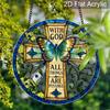 Acrylic Cross Butterfly Suncatcher Stained Glass Effect Window Hanging Ornament Religious Decor for Home