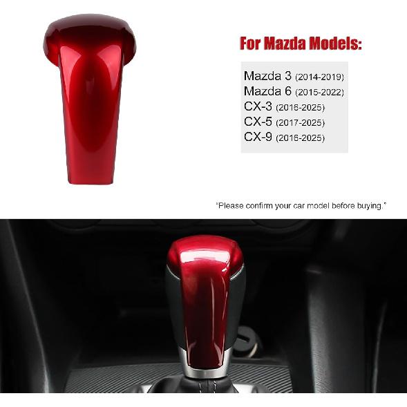 Compatible with Mazda CX-5 CX-9 CX-3 6 3 Accessories Car Gear Shift Knob Cover Trim Cap Gear Panel Gears Sporty Interior Decoration Sticker -Red