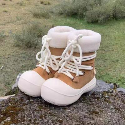 Fashion White Snow Boots Women's Winter Cute Short Cotton Boots Thick Bottom Fur Bootlined Thickened Warm Cotton Shoes Round Toe Rubber