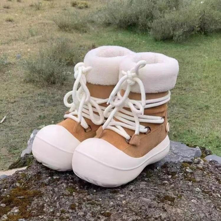 

Fashion White Snow Boots Women s Winter Cute Short Cotton Boots Thick Bottom Fur Bootlined Thickened Warm Cotton Shoes round Toe Rubber 38 хаки