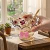 Cute Wide Mouth Dessert Bowl Heat-Resistant Aesthetic Ice Cream Cup Decorative with Bow Glass Bowl Party