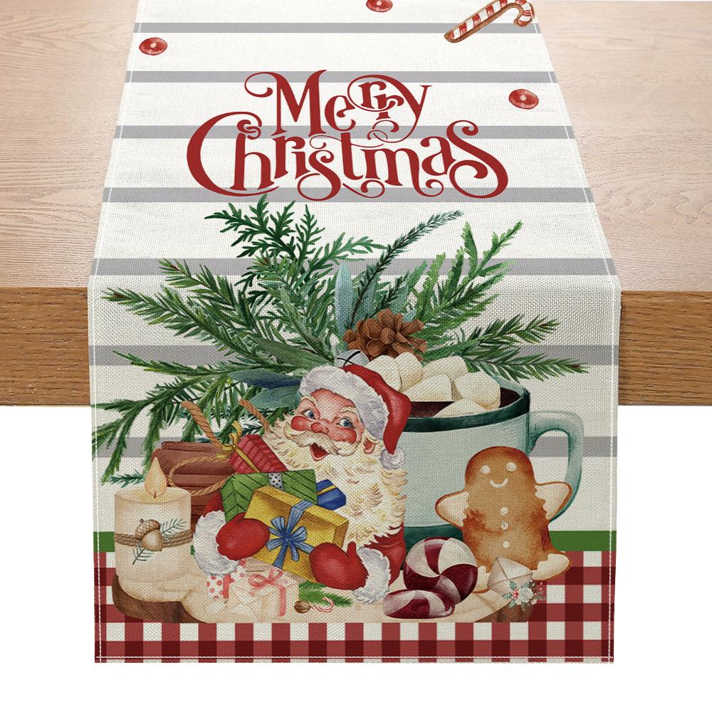 Creative Christmas Table Runner - Festive Print Polyester Placemat & Small Tablecloth