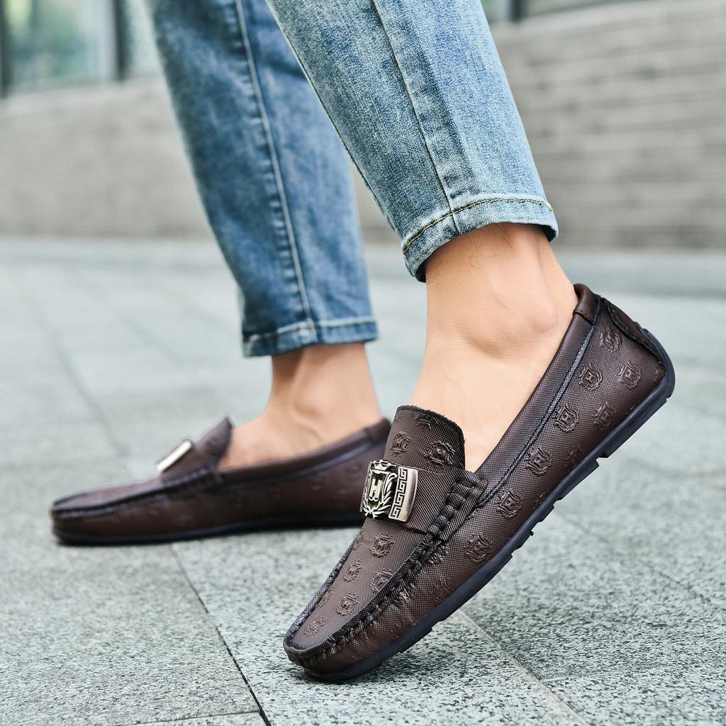 Fashion Mens Shoes High Quality New Soft Walking Flats Men's All-match Loafers Genuine Leather Lightweight Mens Business Shoes