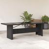 VidaXL Garden Table Black Glass Top 240x90x75cm Woven Resin, Outdoor Table, Garden Dining Table, Furniture 365597