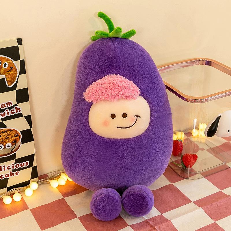 

Cute eggplant throw pillow carrot fruit plush toy doll bitter melon fruit and vegetable cushion girl gift big doll 45 cm (0.26kg)