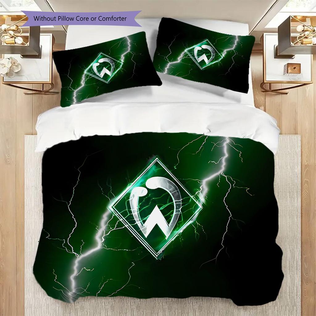SV Werder Bremen Vzorované povlečení Sada prošívaných dek a povlaků na polštáře Domácí dekorace Dárek k narozeninám (1 * povlak na peřinu + 2 * povlak na polštář, bez jádra)