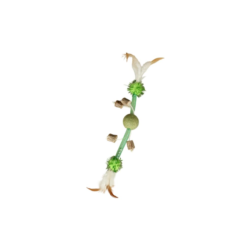 Interactive Catnip Toy With Feather, Mesh Tube & Silvervine Sticks, Cats Chew Toy For Teeth Cleaning, Self-Play  Toy For Boredom Relief, Indoor