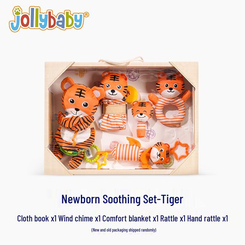 

Jollybaby Заспокійливий подарунковий набір для новонароджених: Рушник, Брязкальце, Прикраса та Тканинна Книжка
