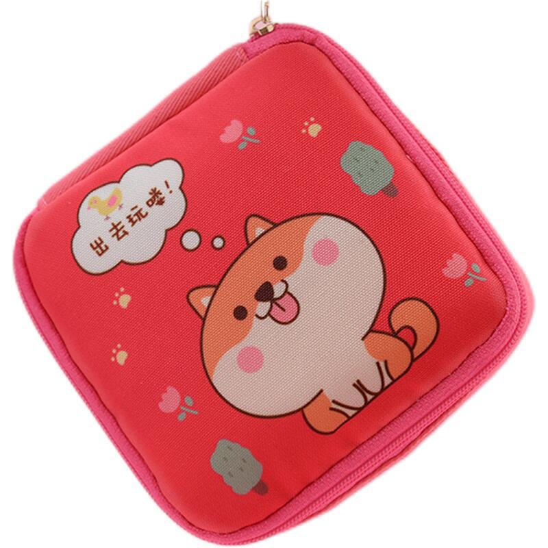 Portable Cute Sanitary Napkin Storage Bag - Cartoon Design for Menstrual Pads