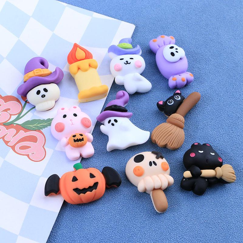 10 Pcs New Cute Halloween Pumpkin Flat Back Resin Cabochons Scrapbooking Diy Jewelry Hairpin Craft Decoration Accessorie A113