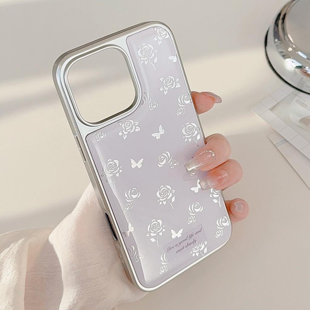 Gilded Ins Rose Butterfly Suitable for 16 Apple 15pro Max Mobile Phone Case Iphone 14 Drop Glue 13 Gentle 15