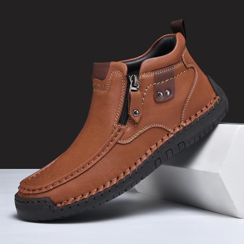 

High Quality Leather Men Casual Shoes Handmade Breathable Mens Loafers Fashi Men Sneakers Moccasins Luxury Brand Boat Shoes 38 светло-коричневого